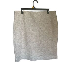 NWT Ann Taylor Silver Gray Shimmery Straight Pencil Skirt Size 14 Wool Blend